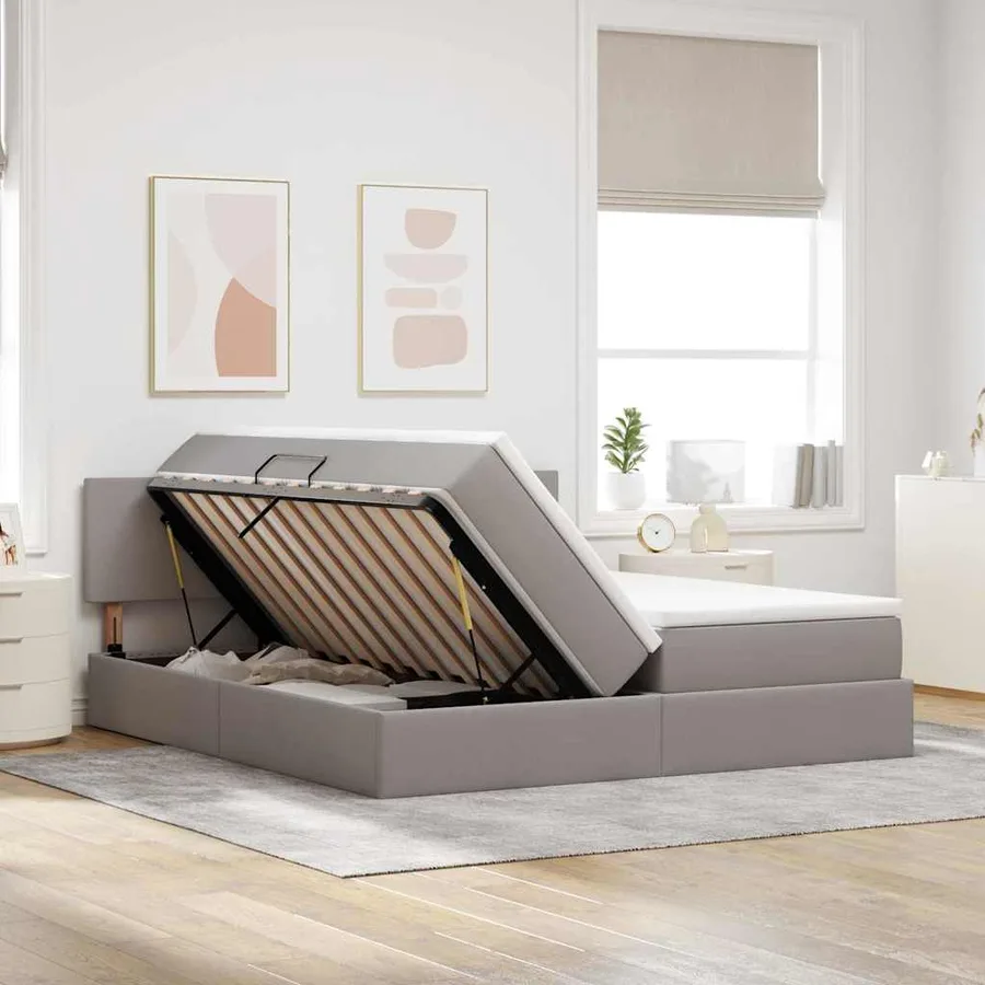 Lit de Rangement Taupe 200 x 200 cm Cuir synthétique - 4