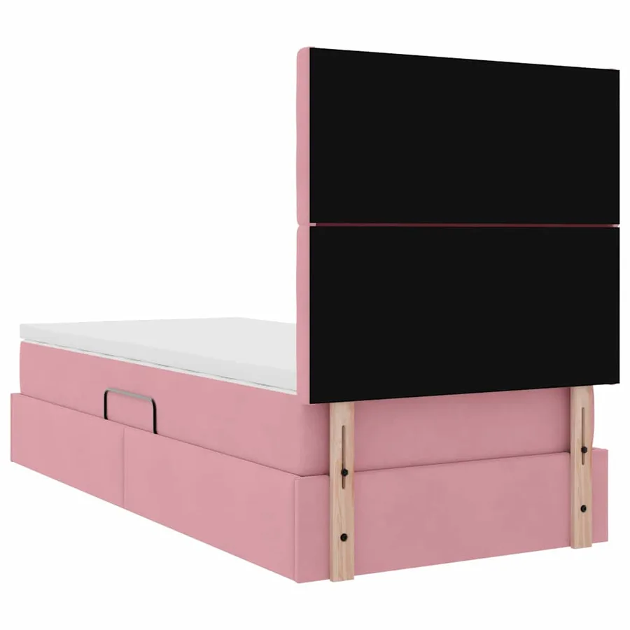 Lit de rangement LED avec matelas Rose 100 x 200 cm Velours - 12