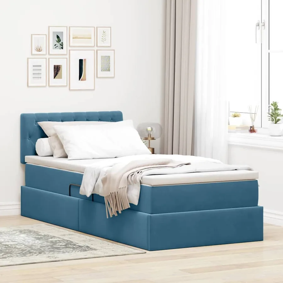 Lit de rangement LED avec matelas Bleu foncé 100 x 200 cm