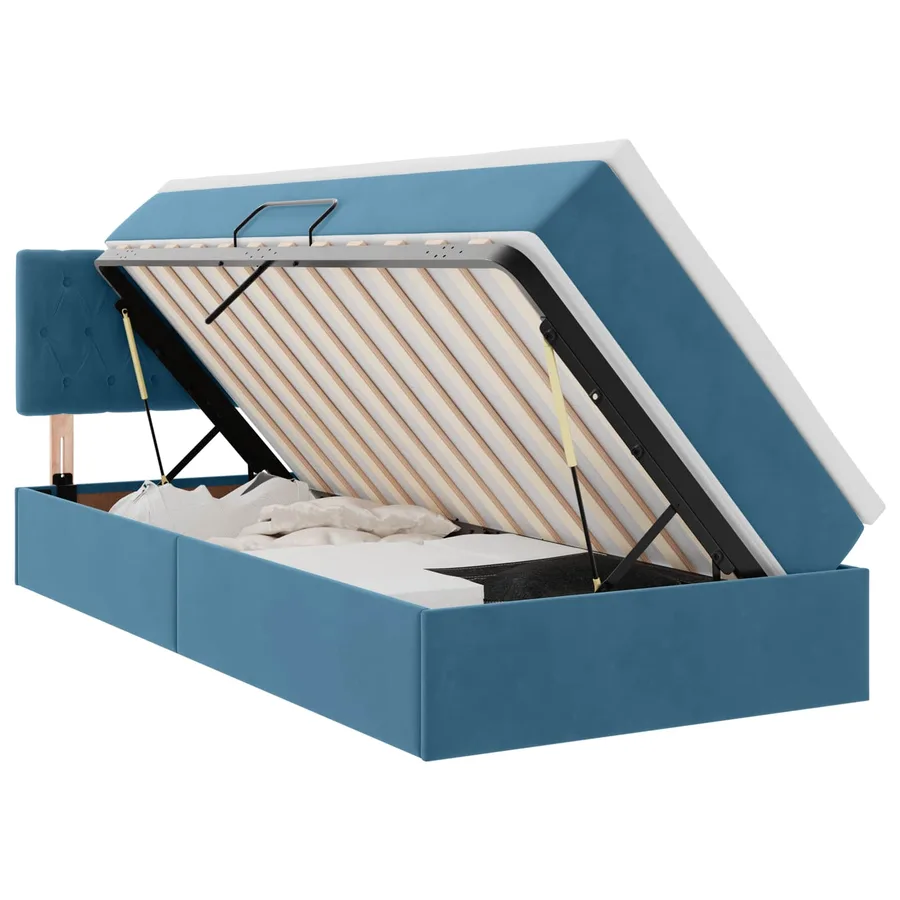 Lit de rangement LED avec matelas Bleu foncé 100 x 200 cm - 2