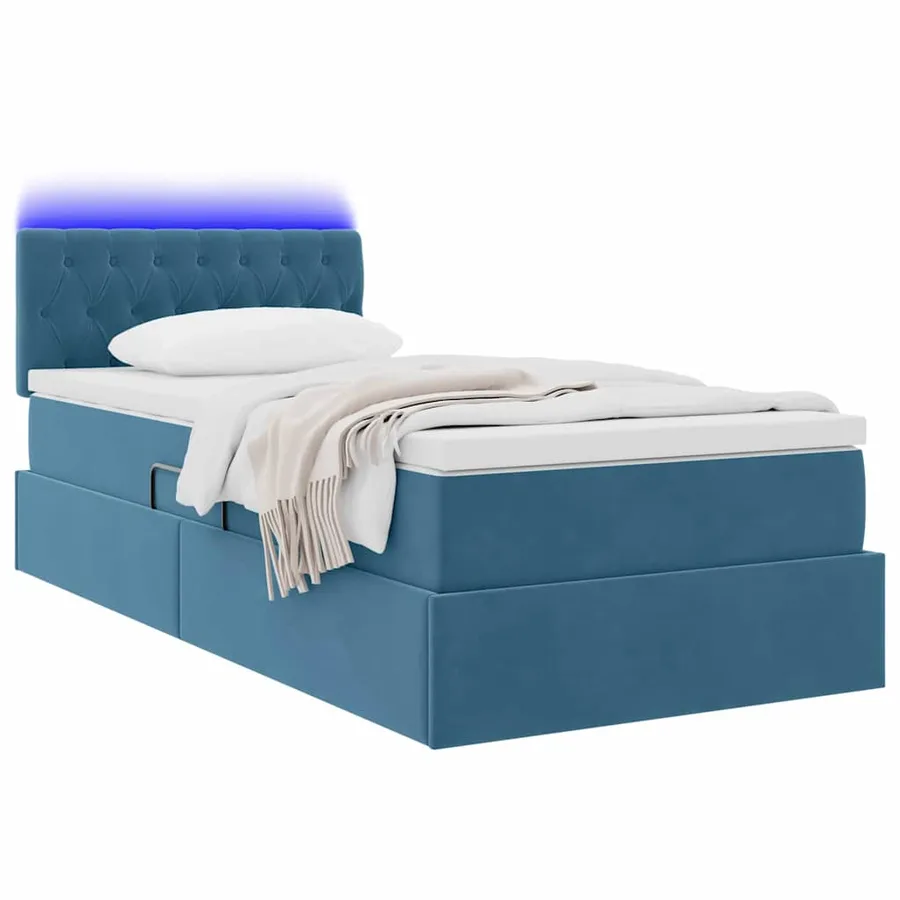 Lit de rangement LED avec matelas Bleu foncé 100 x 200 cm - 3