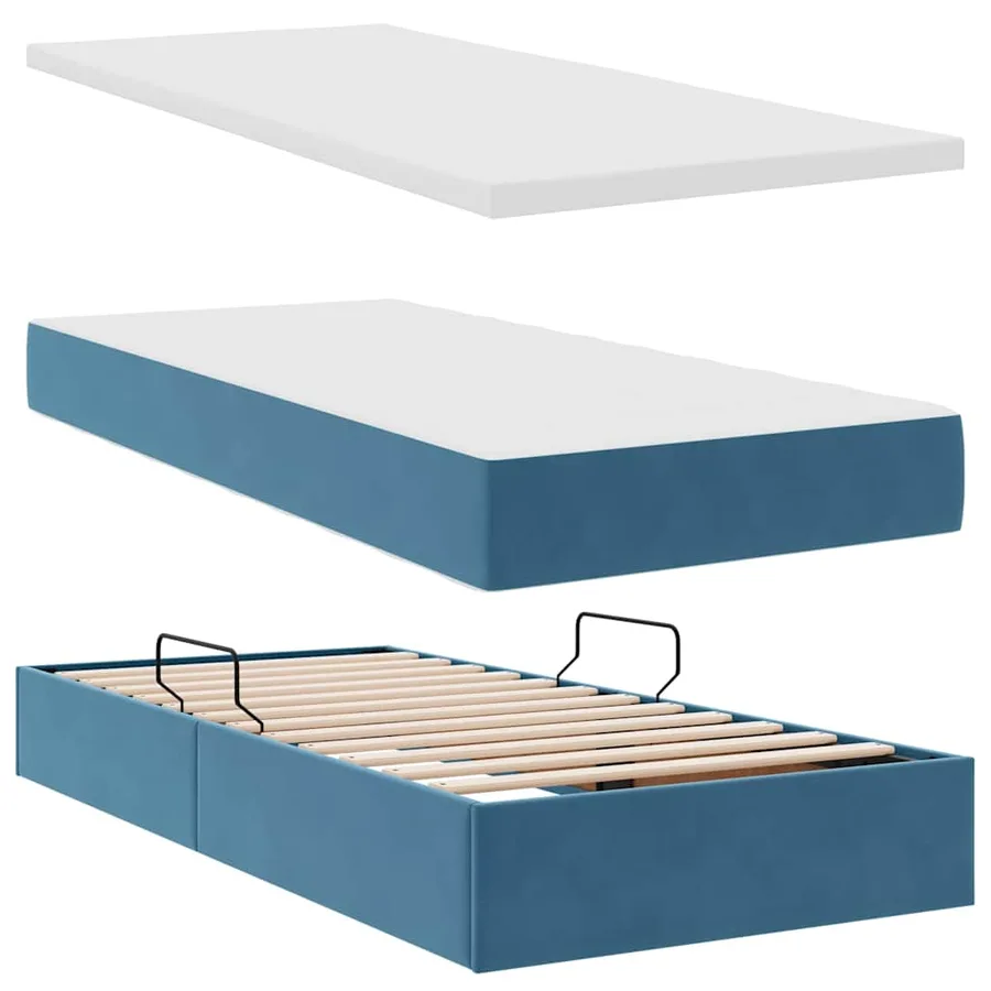 Lit de rangement LED avec matelas Bleu foncé 100 x 200 cm - 9