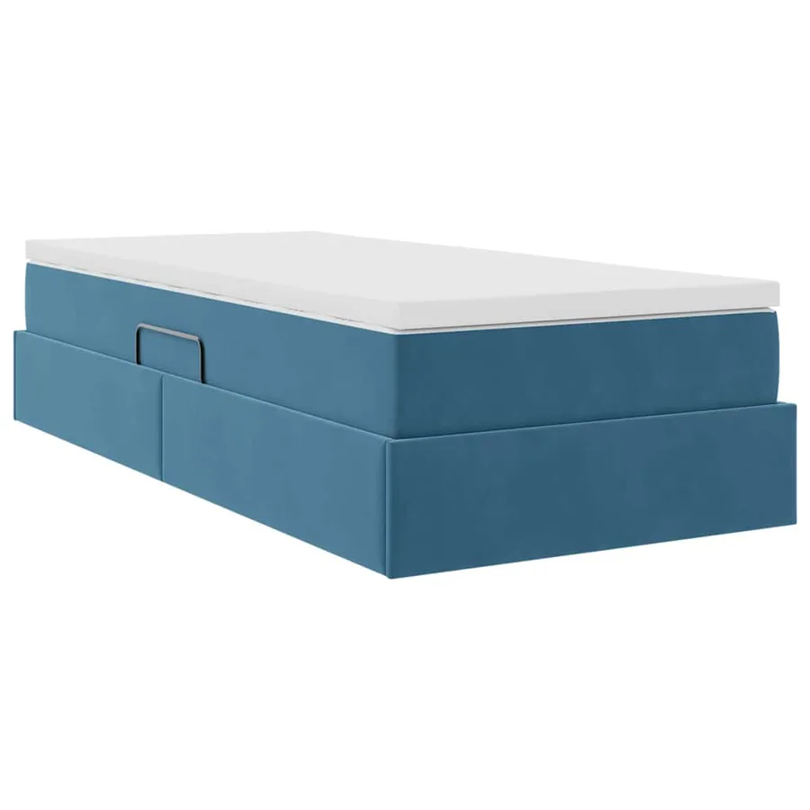 Lit avec rangement et matelas Bleu foncé 100 x 200 cm Velours - 10