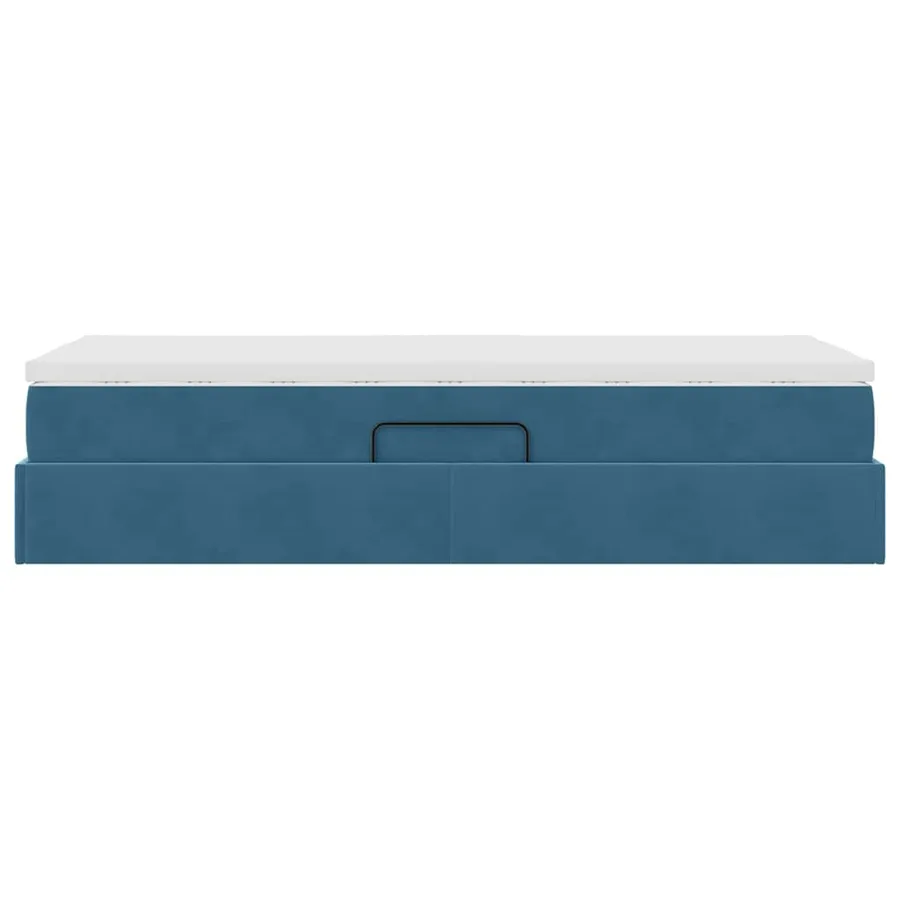 Lit avec rangement et matelas Bleu foncé 100 x 200 cm Velours - 9