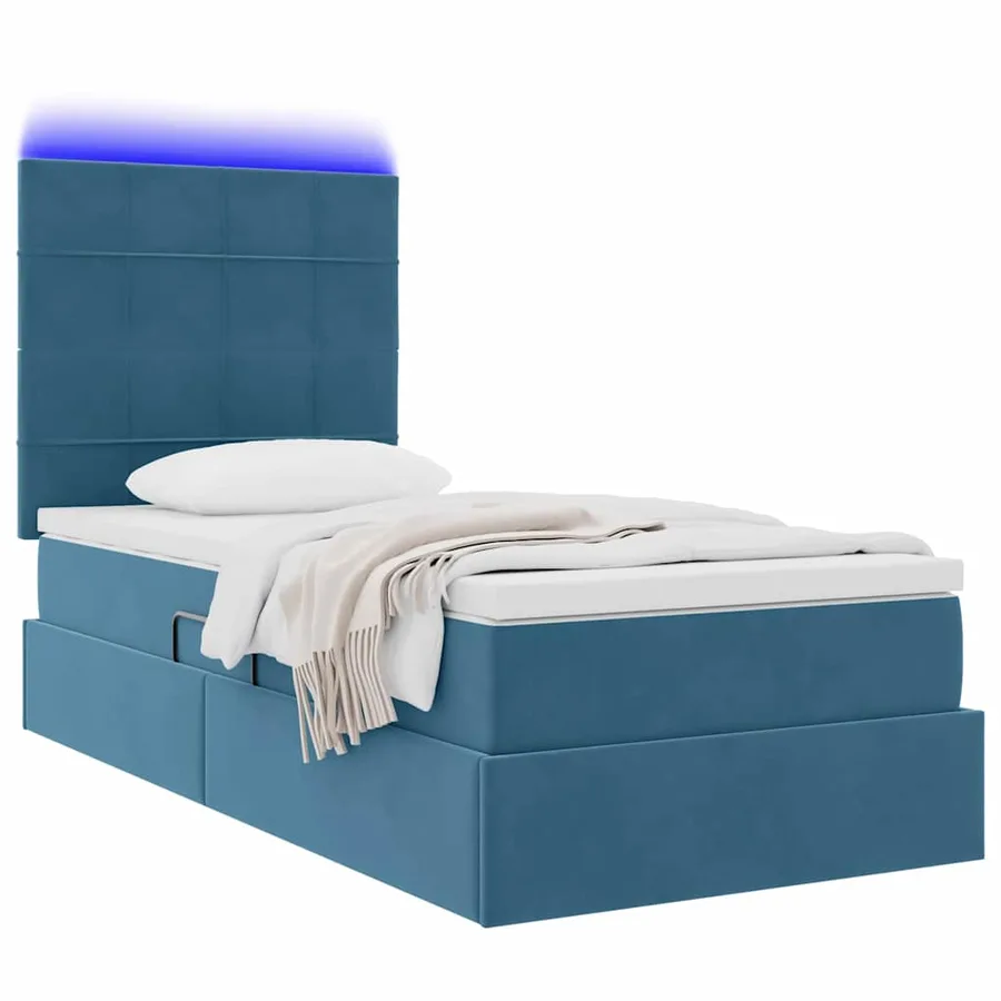 Lit de rangement LED avec matelas Bleu foncé 100 x 200 cm - 3