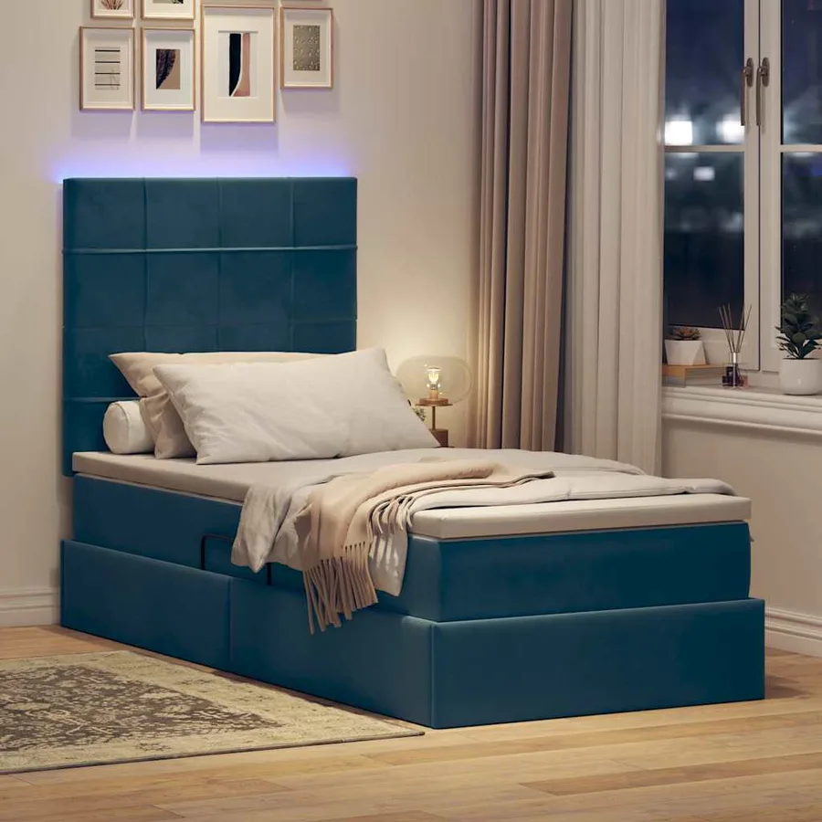 Lit de rangement LED avec matelas Bleu foncé 100 x 200 cm - 5