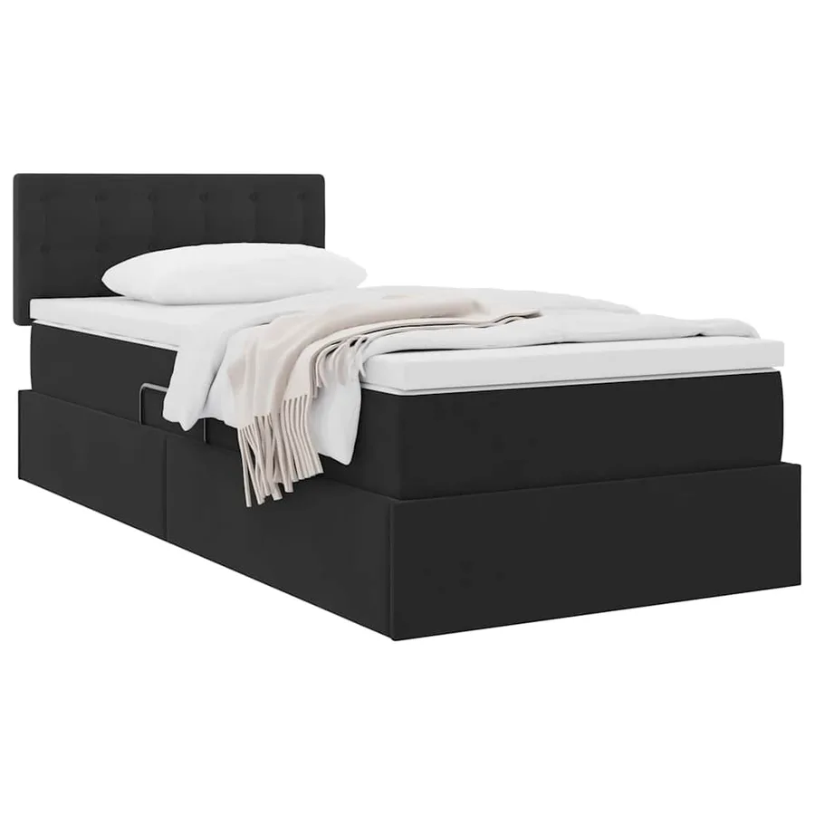 Lit de Rangement avec matelas Noir 100 x 200 cm Velours - 3