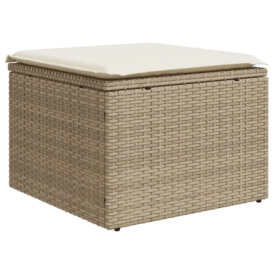 Salon de jardin 11 pcs avec coussins beige résine tressée - 5