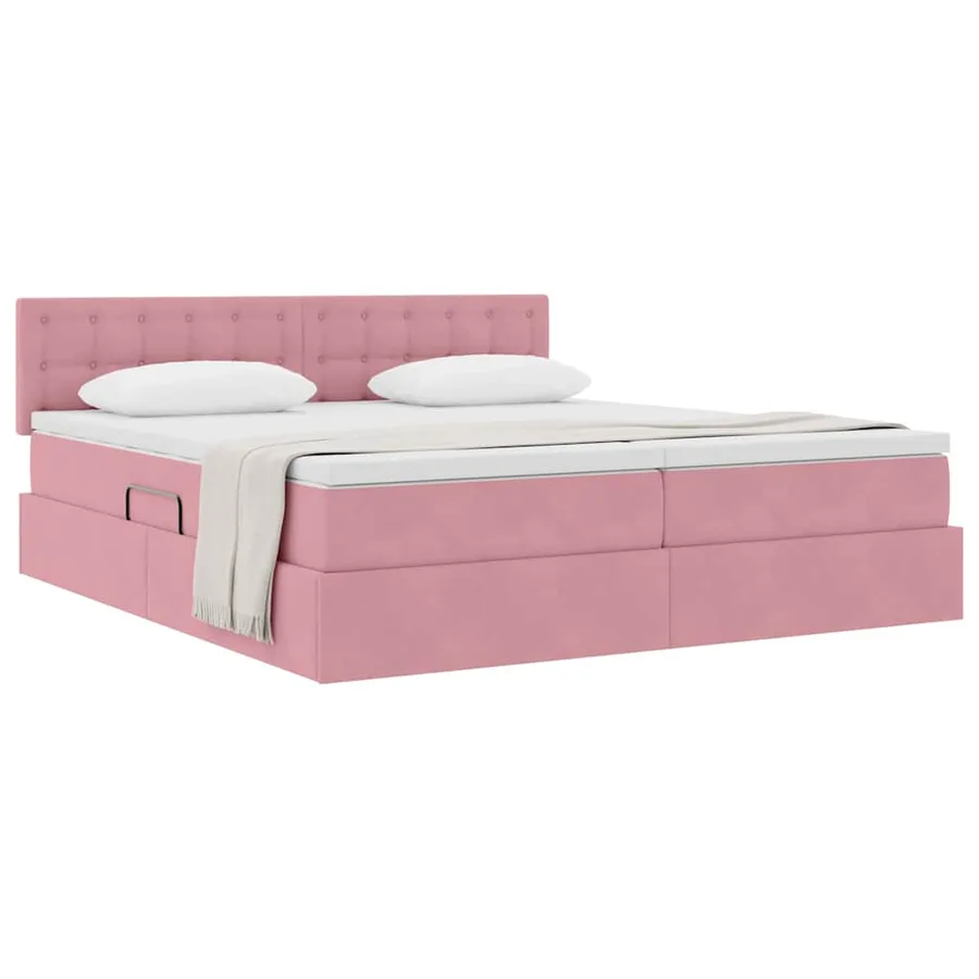 Lit de Rangement avec matelas avec tête de lit Rose 90 x 200 cm - 3