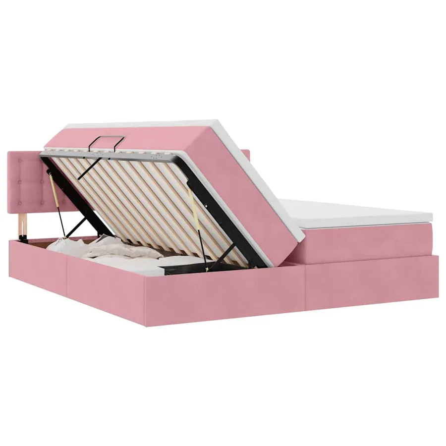 Lit de Rangement avec matelas avec tête de lit Rose 90 x 200 cm - 7