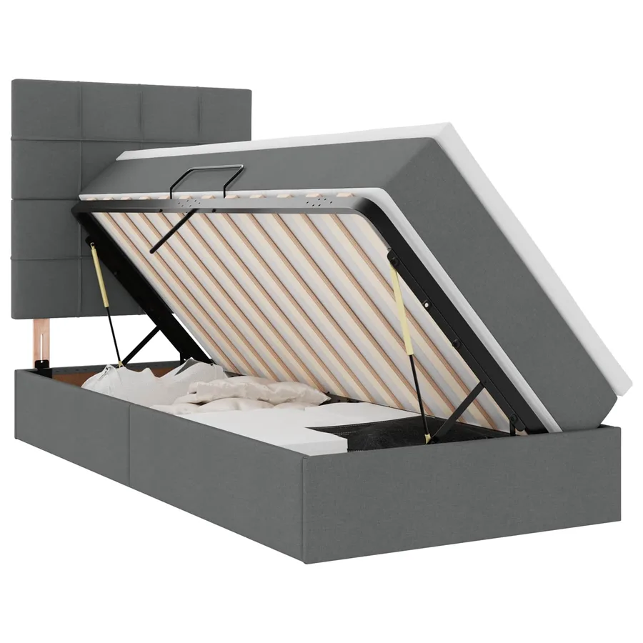 Lit de rangement LED avec matelas Gris foncé 90 x 190 cm Tissu - 2