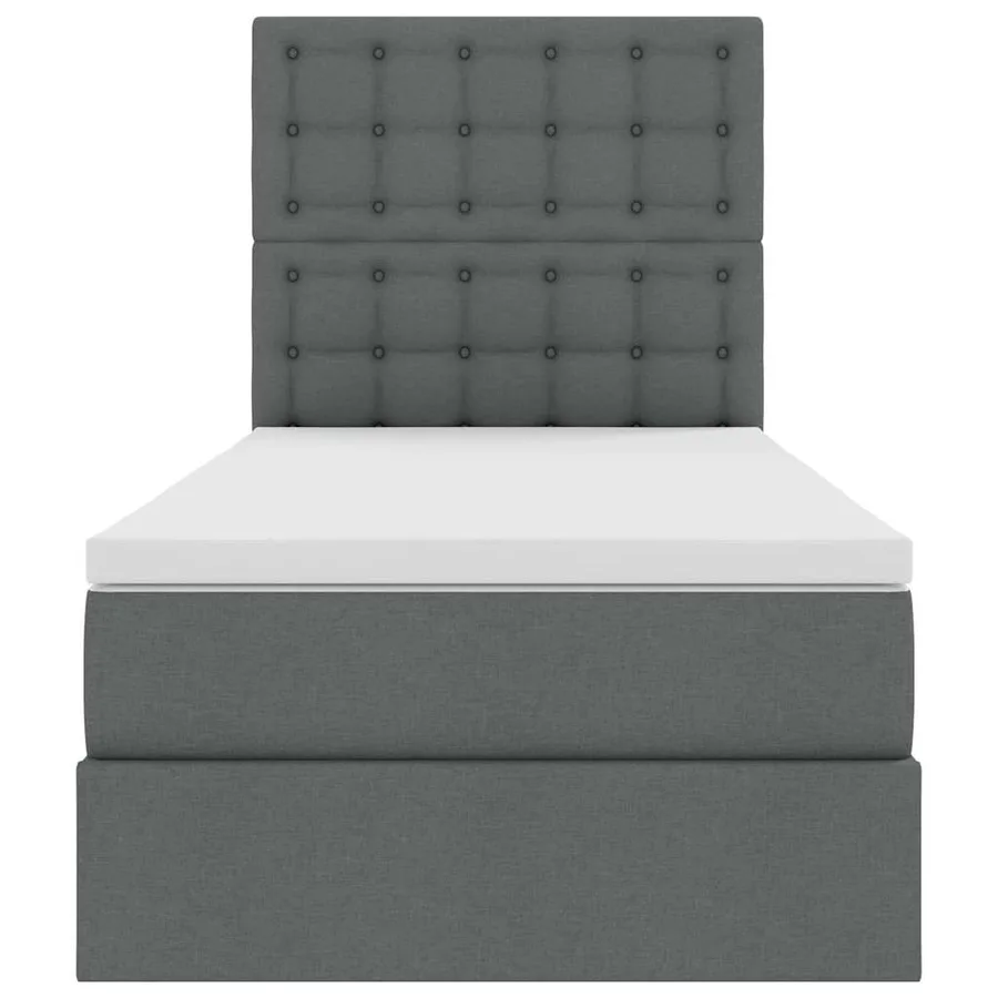 Lit avec rangement et matelas Gris foncé 90 x 190 cm tissu - 7