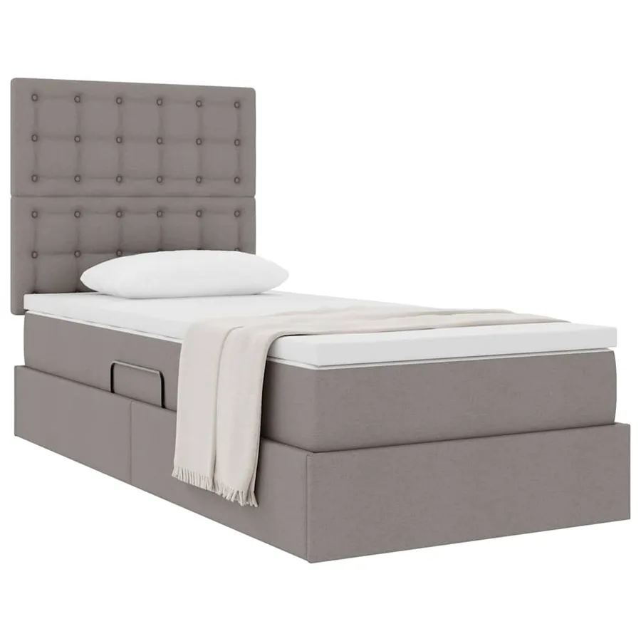Lit avec rangement et matelas Taupe 100 x 200 cm tissu - 3