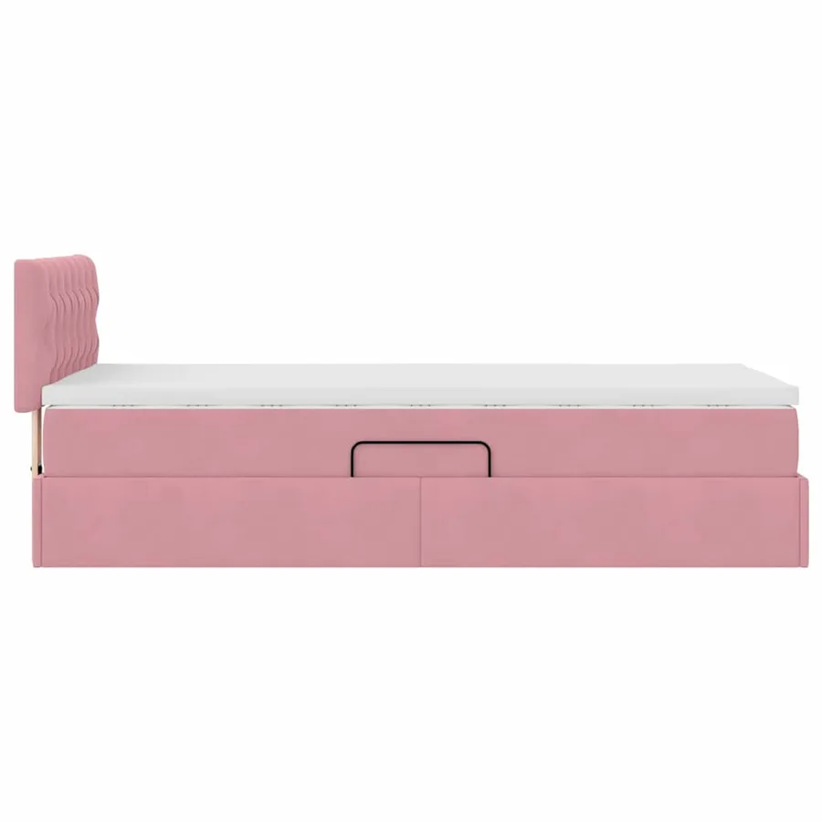 Lit de Rangement avec matelas Rose 90 x 200 cm Velours - 10