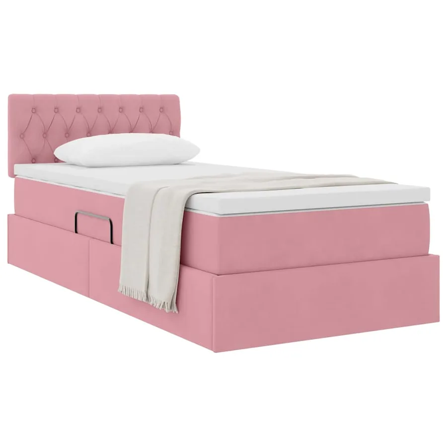 Lit de Rangement avec matelas Rose 90 x 200 cm Velours - 3