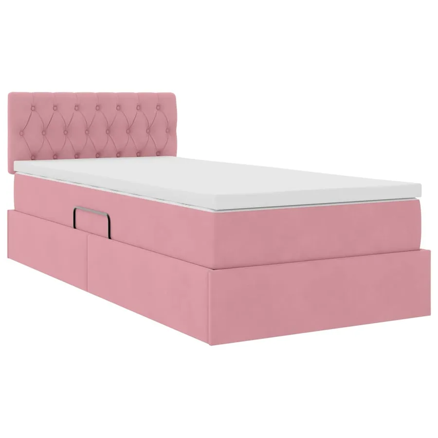 Lit de Rangement avec matelas Rose 90 x 200 cm Velours - 5