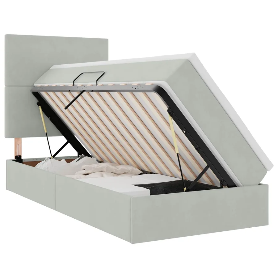 Lit de rangement LED avec matelas Gris clair 90 x 190 cm - 2