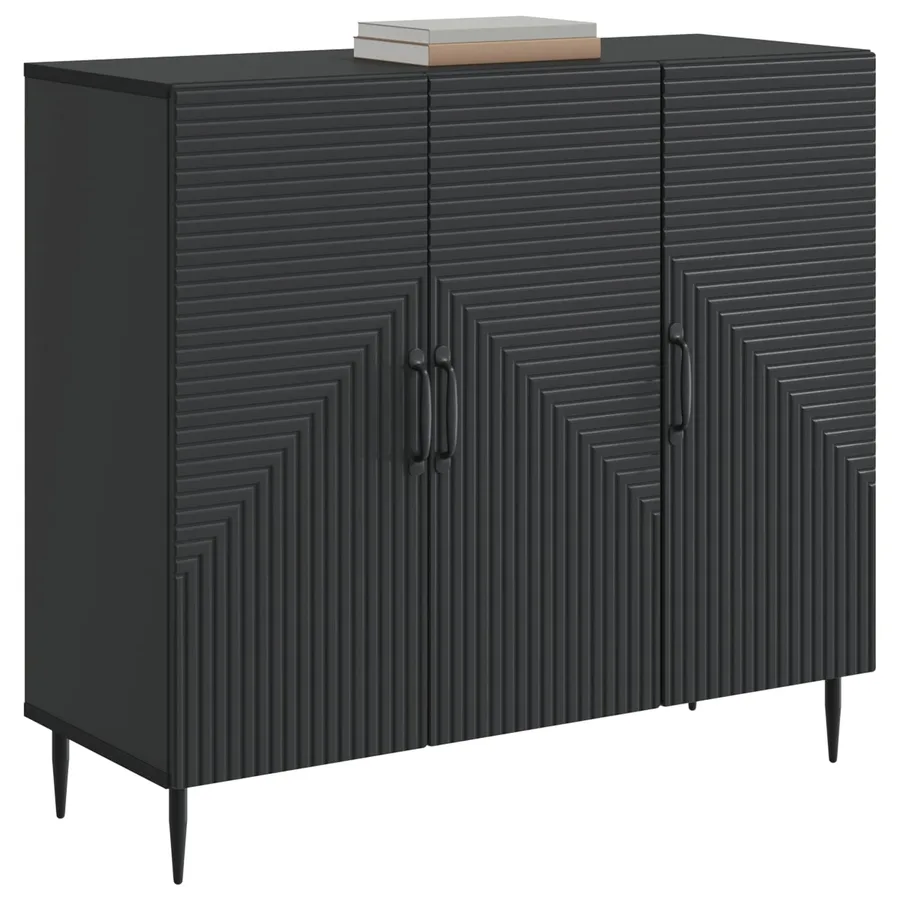 Buffet Noir 89 x 34,5 x 80 cm Bois d'ingénierie - 3