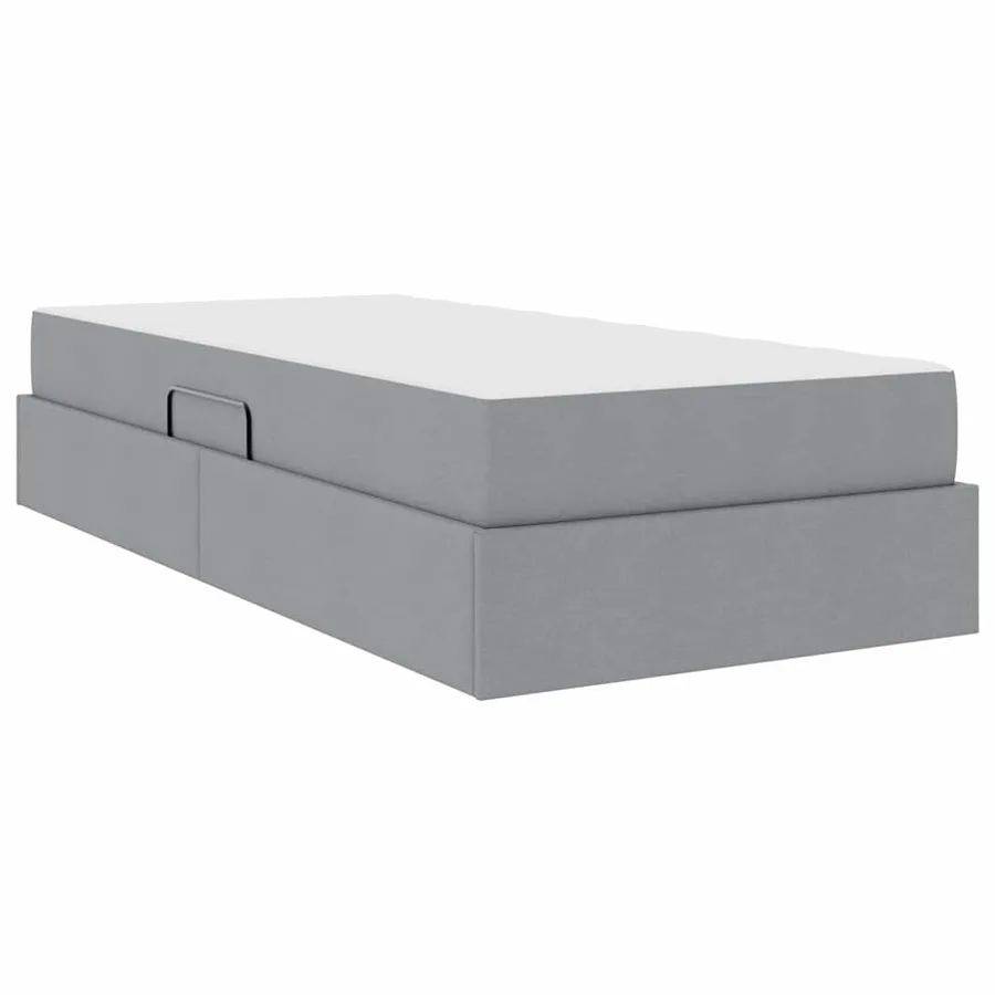 Lit avec rangement et matelas Gris clair 90 x 190 cm Polyester - 10