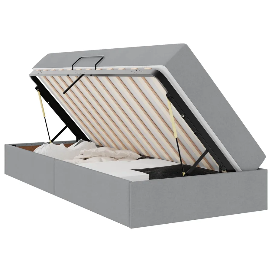 Lit avec rangement et matelas Gris clair 90 x 190 cm Polyester - 2