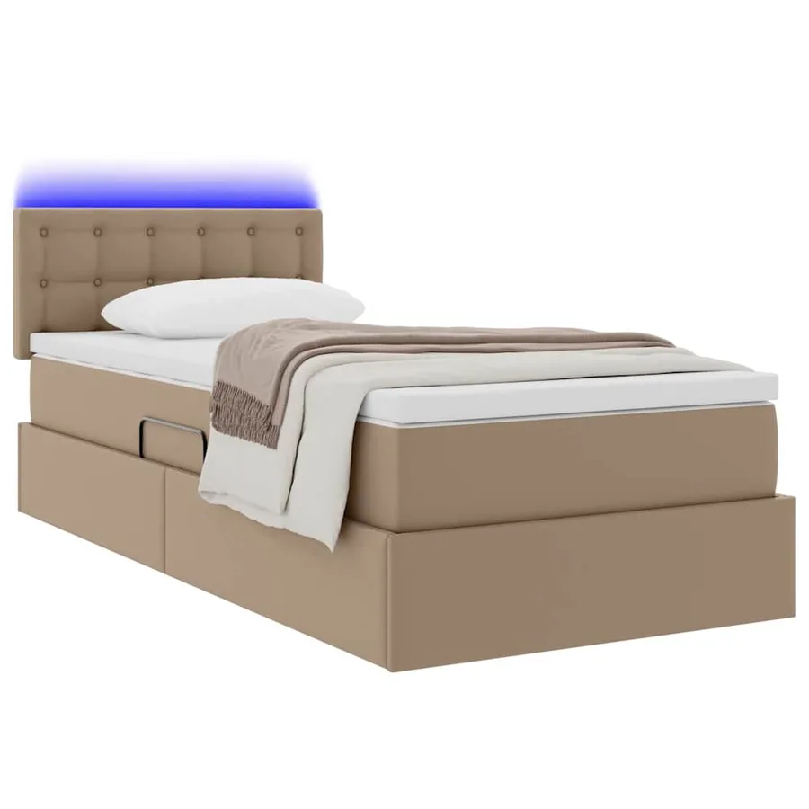 Lit avec rangement et LED avec matelas Cappuccino 90 x 200 cm - 3