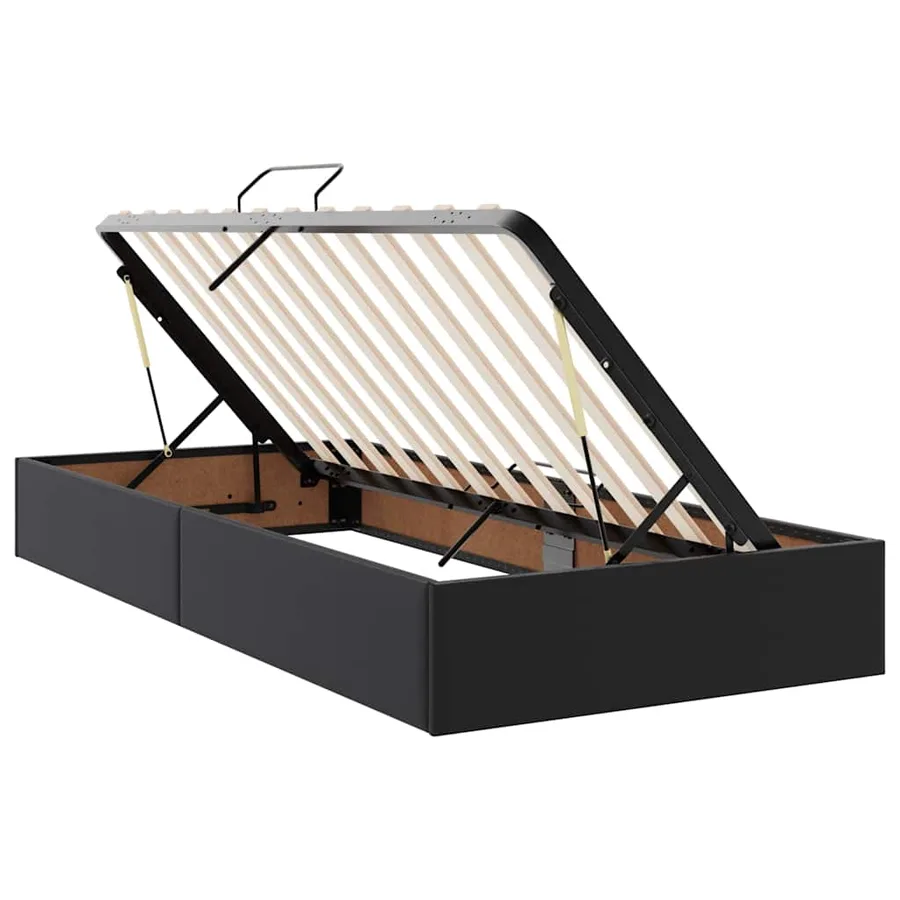 Lit avec rangement et matelas avec matelas 2 pcs Noir Cuir - 6