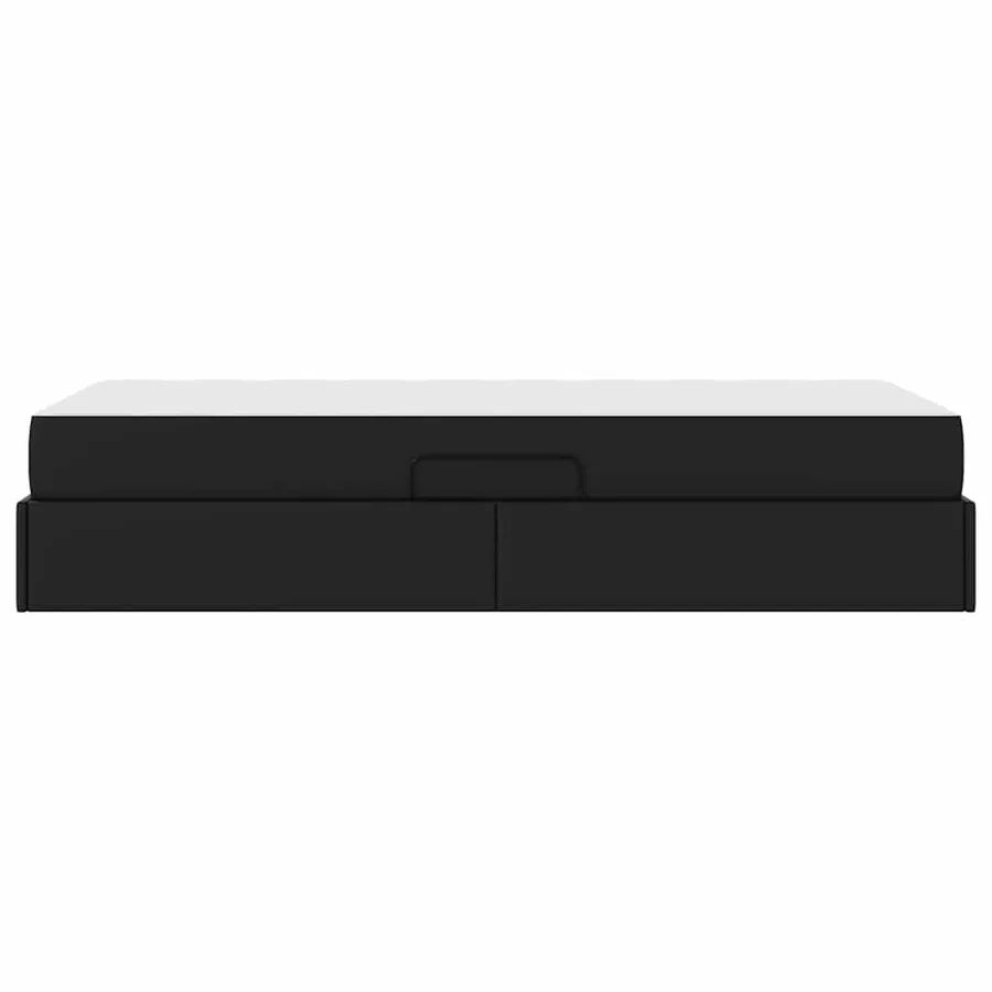 Lit avec rangement et matelas avec matelas 2 pcs Noir Cuir - 9