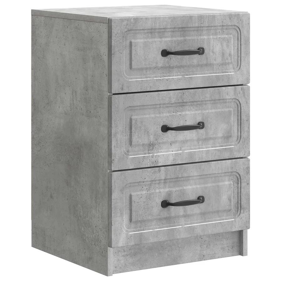 Cabinet de chevet avec tiroir Gris béton 43 x 41 x 63,5 cm - 2