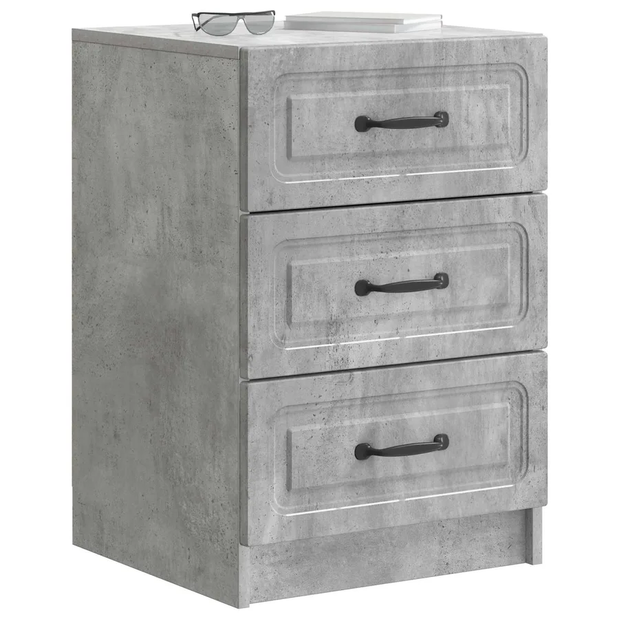 Cabinet de chevet avec tiroir Gris béton 43 x 41 x 63,5 cm - 3