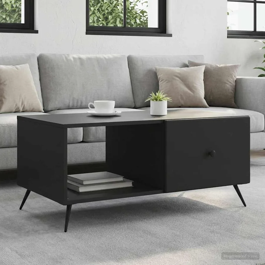 Table basse Noir 90 x 50 x 40 cm Bois d'ingénierie