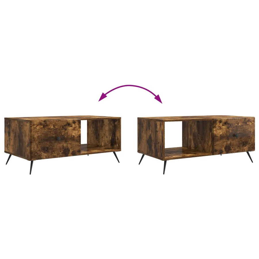 Table basse Chêne fumé 90 x 50 x 40 cm Bois d'ingénierie - 8