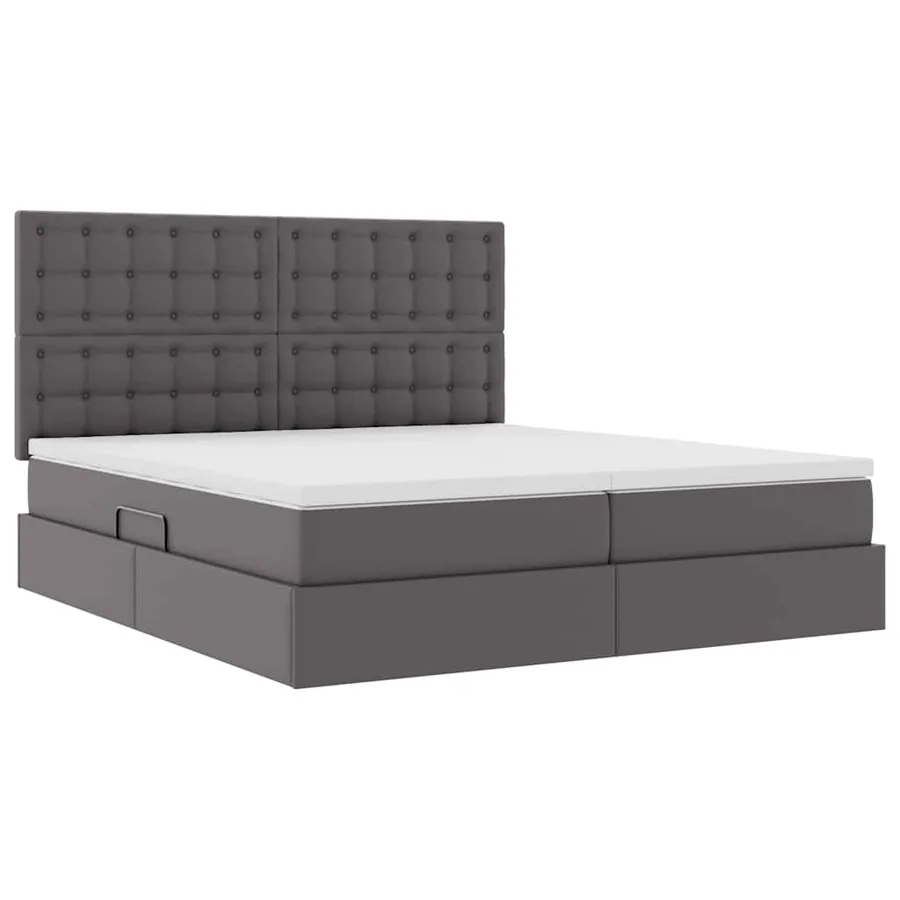Lit avec rangement et LED Gris 180 x 200 cm Simili cuir - 6