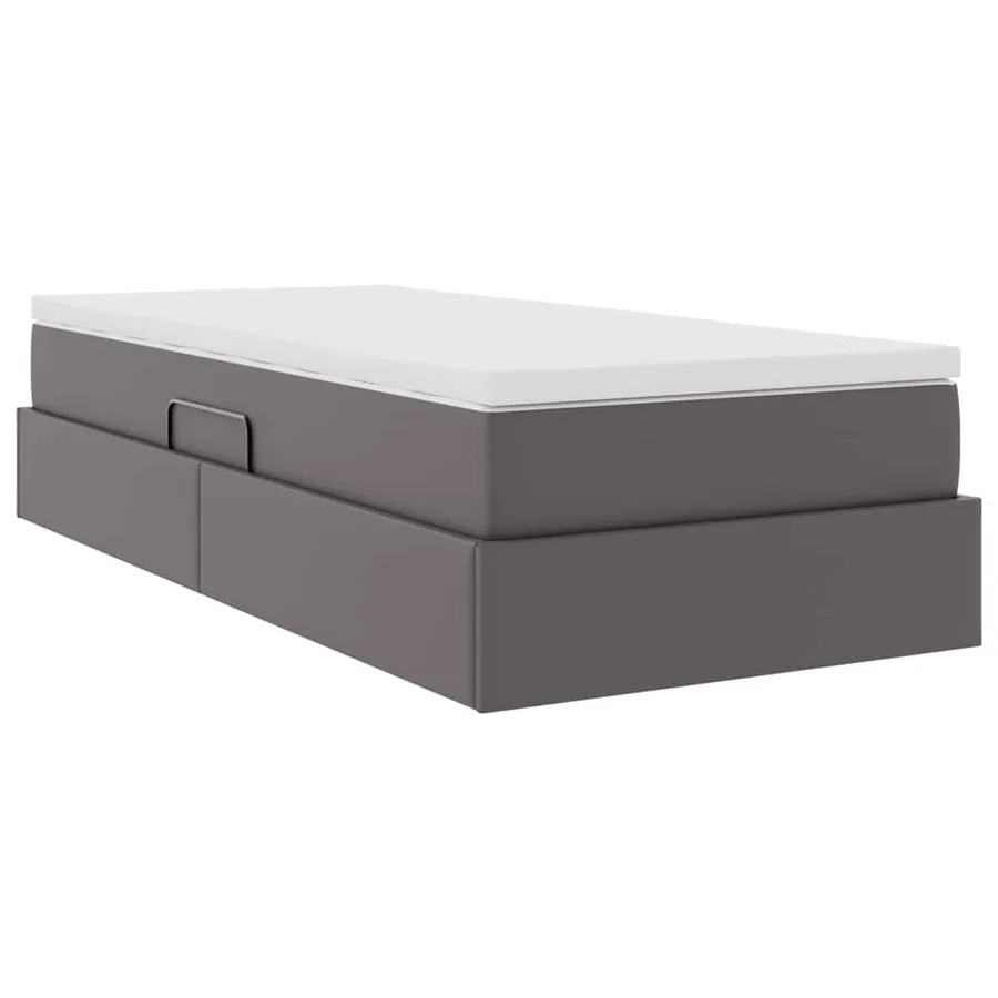 Lit avec rangement et matelas Gris 90 x 200 cm Simili cuir - 10