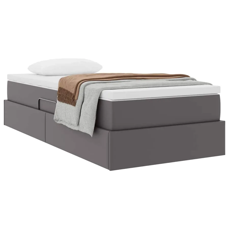 Lit avec rangement et matelas Gris 90 x 200 cm Simili cuir - 3