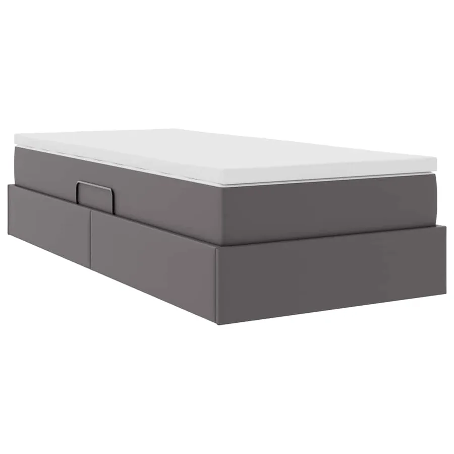 Lit avec rangement et matelas Gris 90 x 200 cm Simili cuir - 5