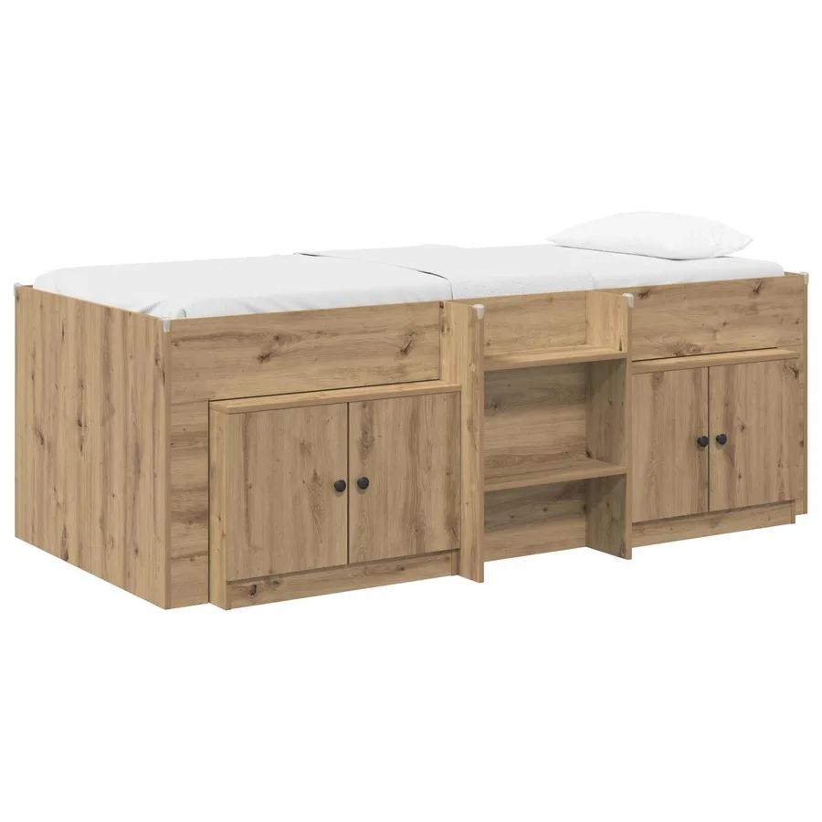 Cadre de lit en loft avec armoire 3 pc Chêne artisanal - 2