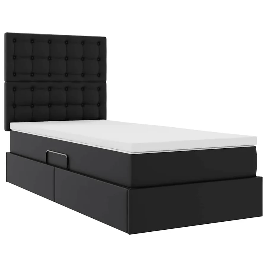 Lit avec rangement et LED Noir 100 x 200 cm Simili cuir - 6