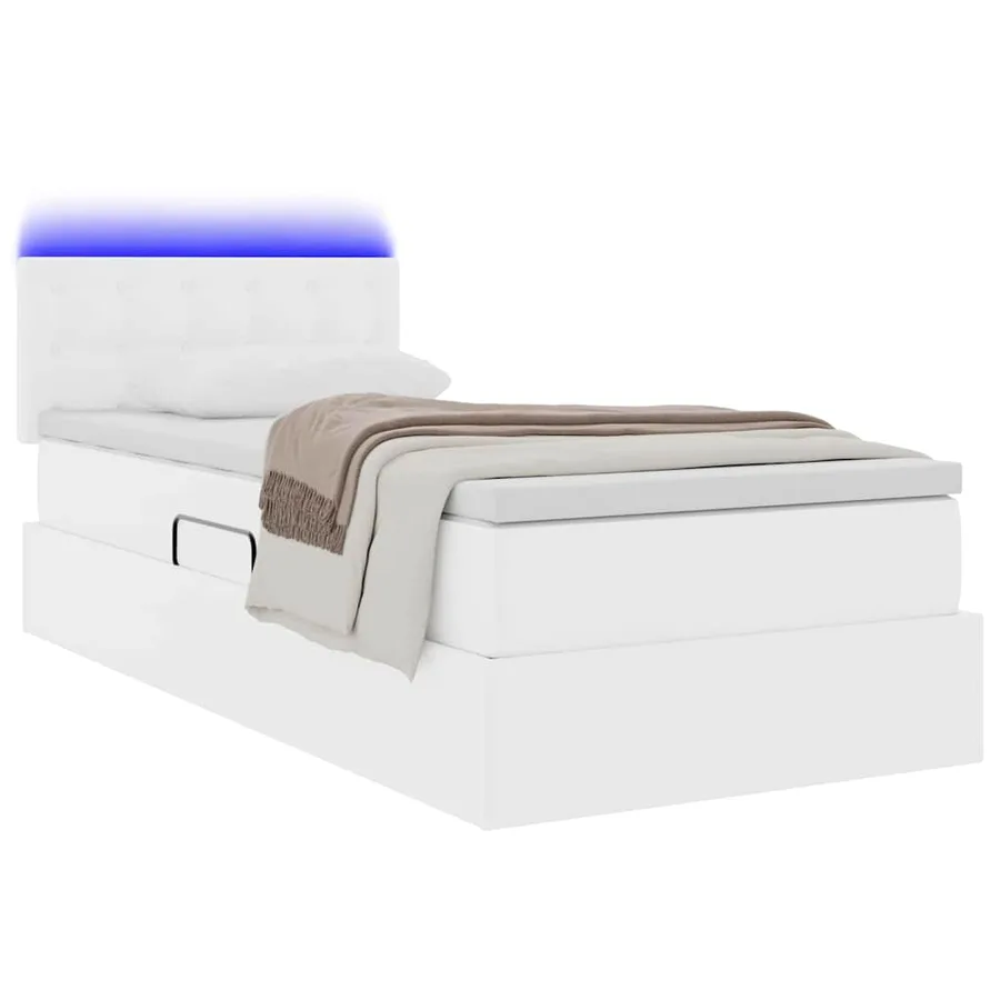 Lit avec rangement et LED avec bandes LED Blanc pur 90 x 200 cm - 3
