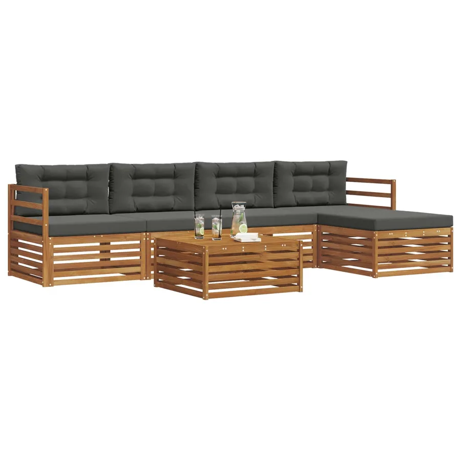 Ensemble de canapés d'extérieur 6 pcs Naturel et Anthracite - 3