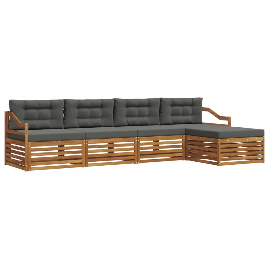 Ensemble de canapés d'extérieur 5 pcs Naturel et Anthracite - 2