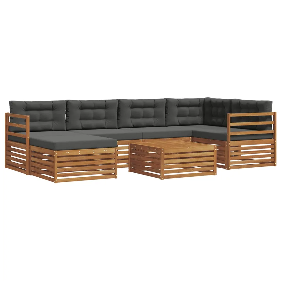 Ensemble de canapés d'extérieur 7 pcs Naturel et Anthracite - 2