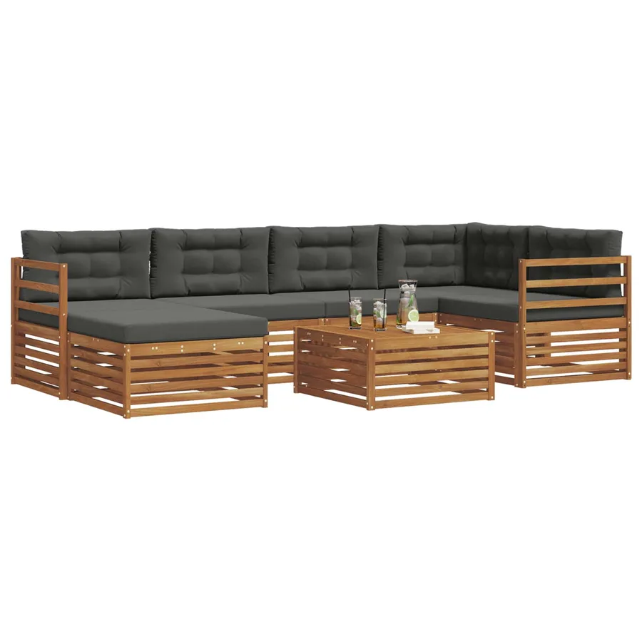 Ensemble de canapés d'extérieur 7 pcs Naturel et Anthracite - 3