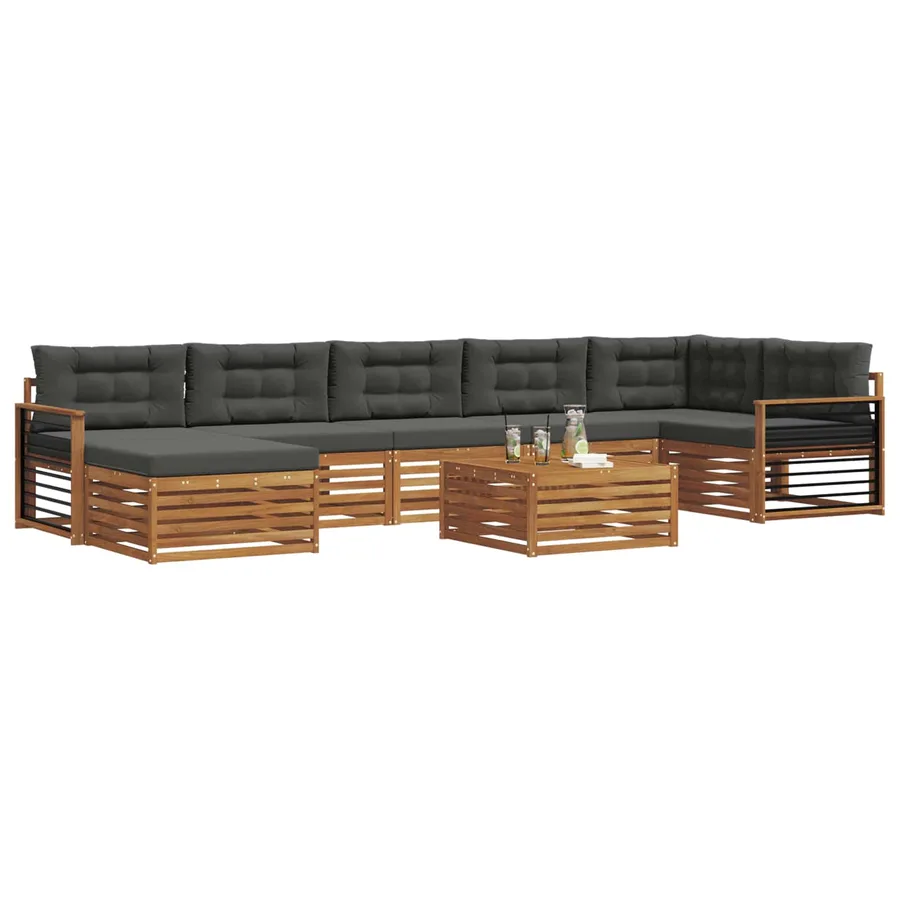 Ensemble de canapés d'extérieur 8 pcs Naturel et Anthracite - 3