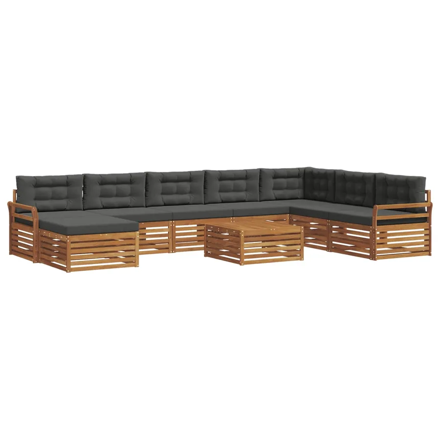 Ensemble de canapés d'extérieur 9 pcs Naturel et Anthracite - 2