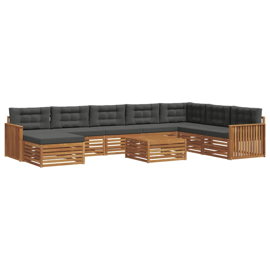 Ensemble de canapés d'extérieur 9 pcs Naturel et Anthracite - 2