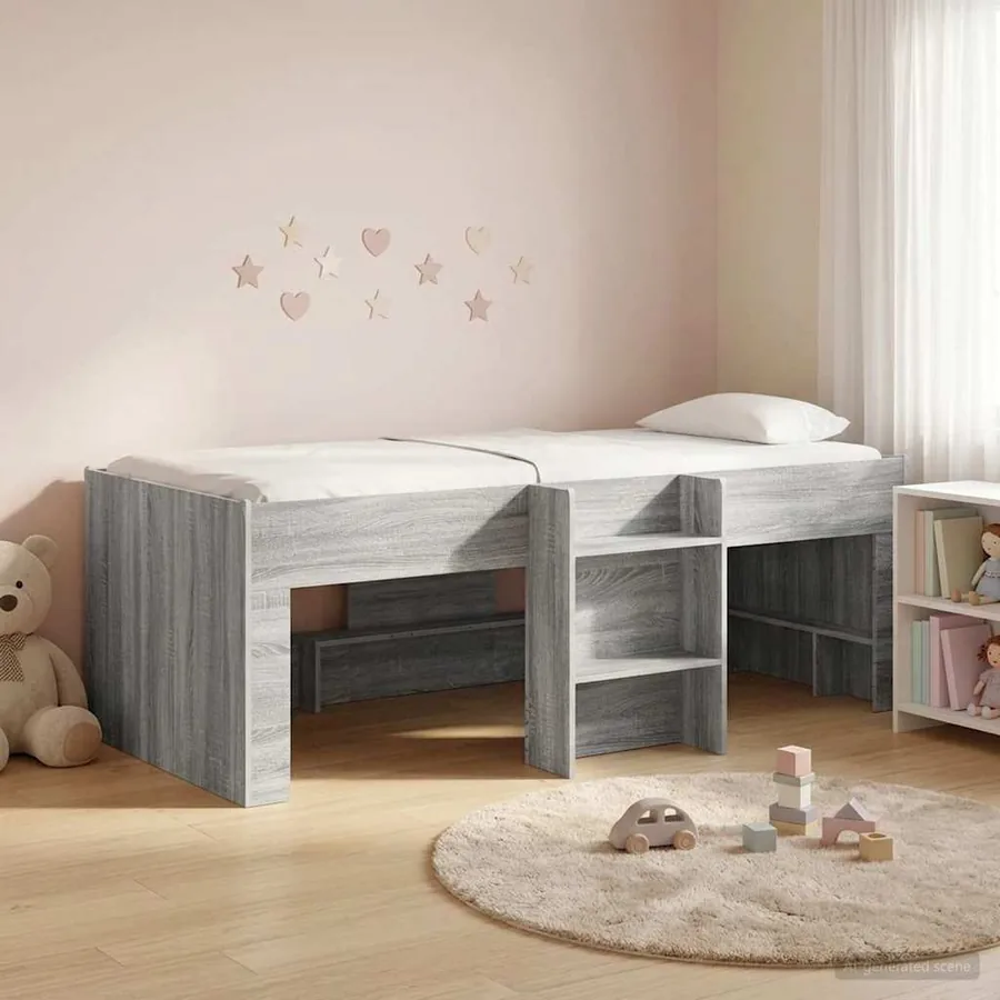 Cadre de Lit Élevé pour Enfants Sonoma gris 75 x 190 cm