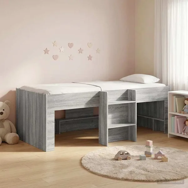 Cadre de Lit Élevé pour Enfants Sonoma gris 75 x 190 cm
