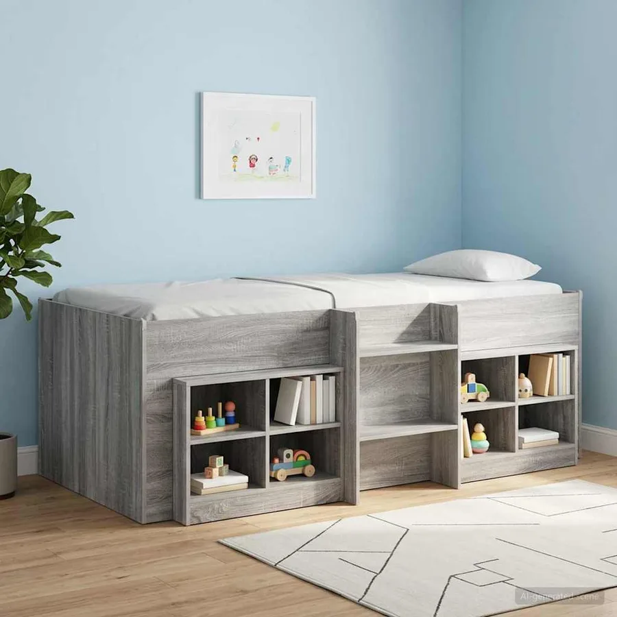 Cadre de Lit Élevé pour Enfants Sonoma gris 75 x 190 cm - 3