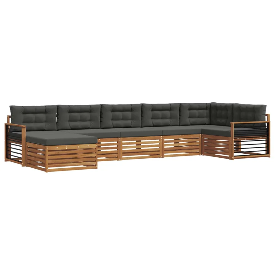 Ensemble de canapés d'extérieur 7 pcs Naturel et Anthracite - 2