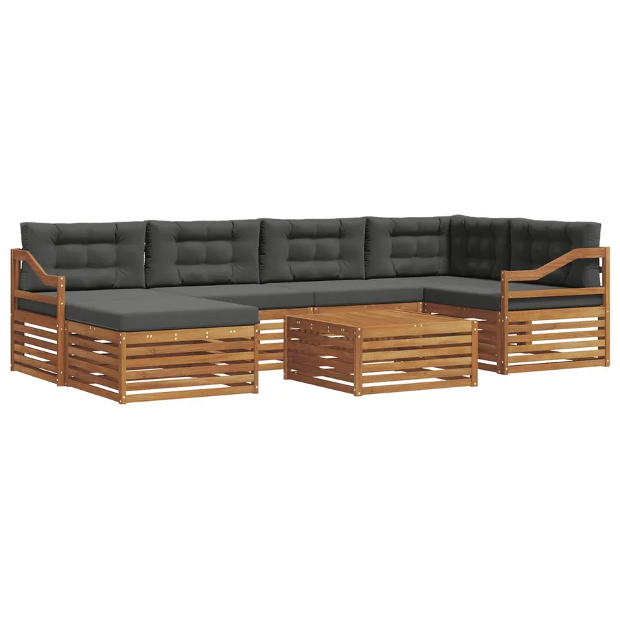 Ensemble de canapés d'extérieur 7 pcs Naturel et Anthracite - 2